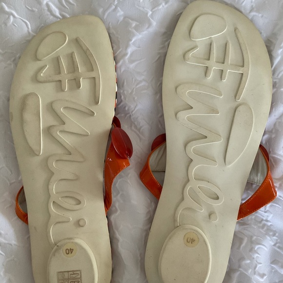 NEW Emilio Pucci satin sandals orange white shoes rubber bottom US 9.5 10 EU 40 - Picture 4 of 7